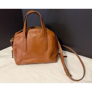 Fossil Sydney Satchel Bag Womens Universal Brown Leather Crossbody Handbag